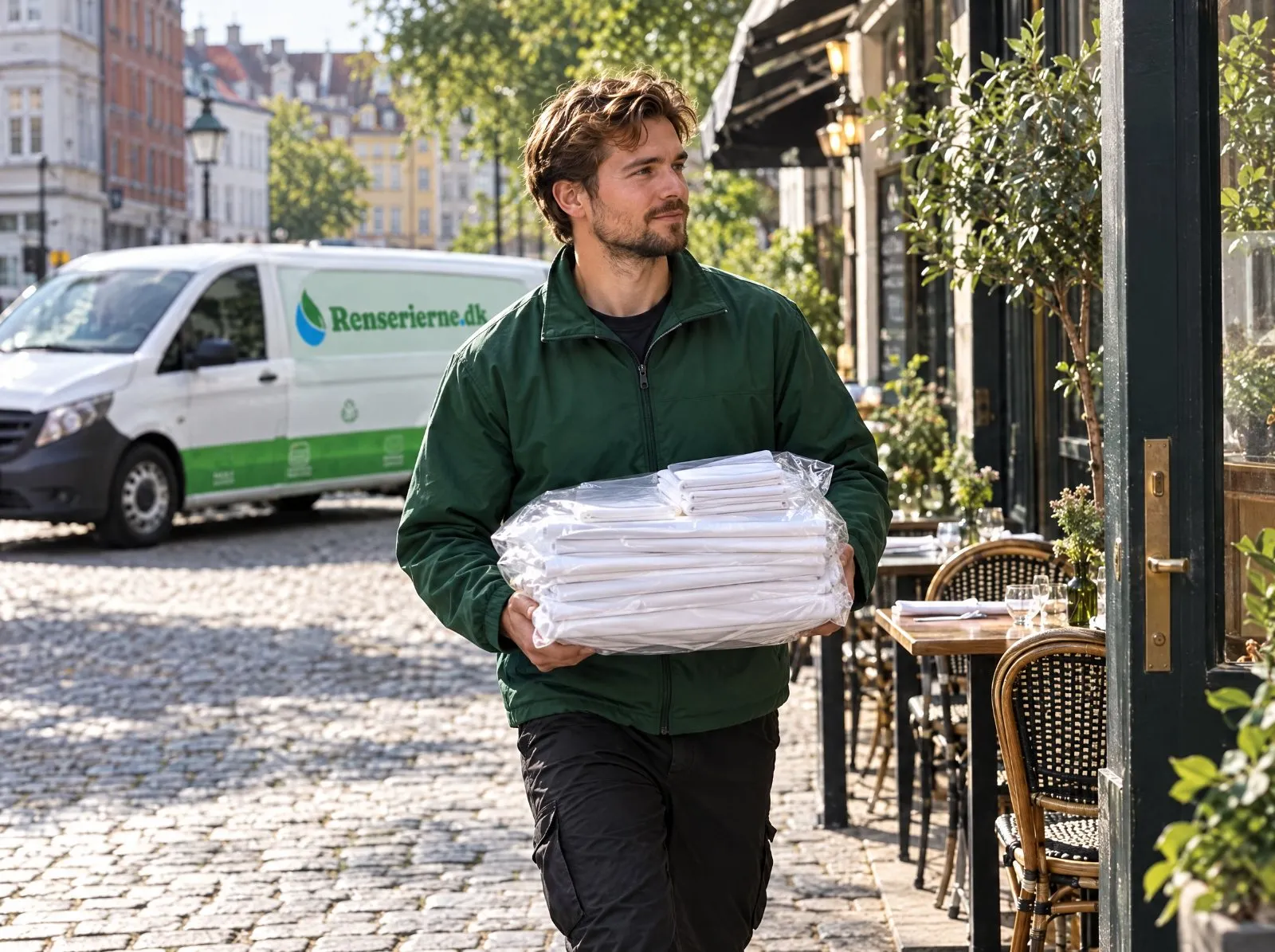 Levering af rent linned til restaurant